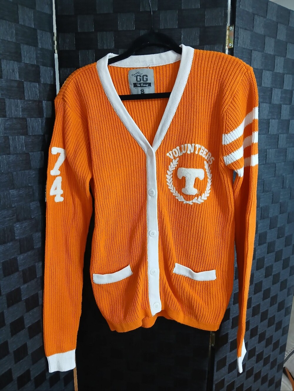 Orange Tennessee Volunteers V-Neck Cardigan Sweater Academia Preppy College